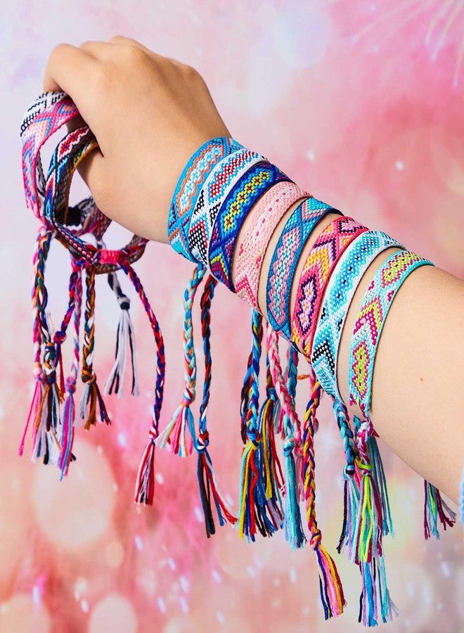 Henoyso 100 Pcs Woven Friendship Bracelets Bulk Adjustable Braided Bracelets Woven Nepal String Kids Bracelet with Sliding Knot Closure for Women Girls and Teens Camp 12 Random Colors - Image 3